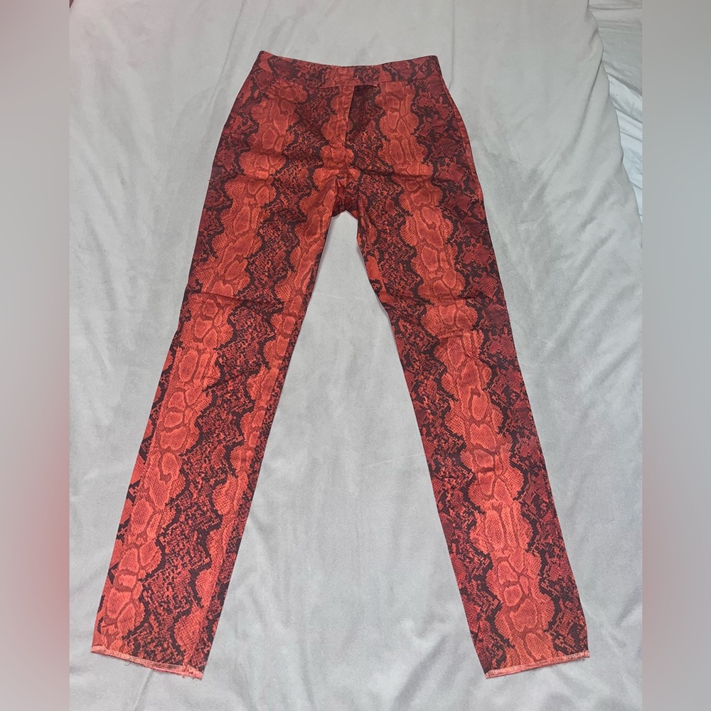 Bershka Red Snake Print Pants